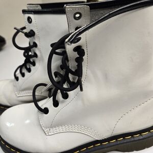 Dr. Martens White and Black Lace-Up Boots‎